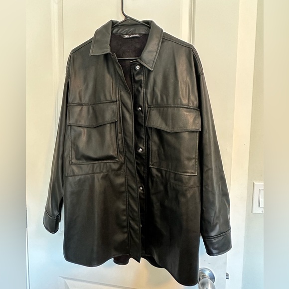Zara M Faux Leather Shacket - Picture 1 of 2
